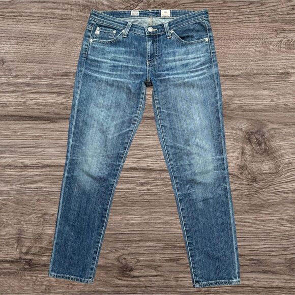 AG Adriano Goldschmied Stilt Crop Cigarette Jeans Women’s Blue Denim - Picture 1 of 10
